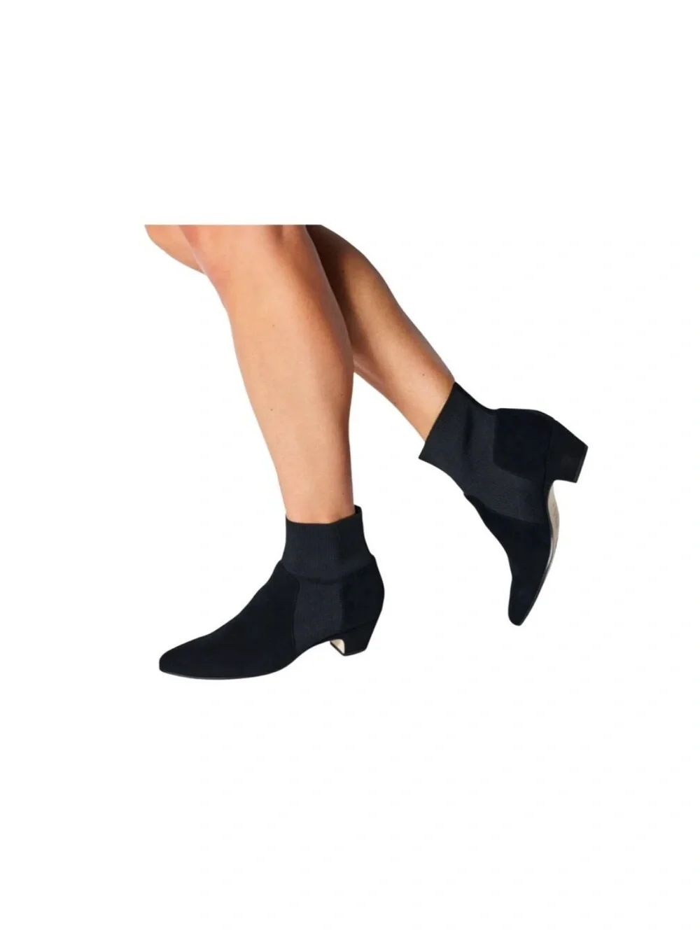 Eileen Fisher Muzy Suede & Knit Black Women's Ankle Boots Size 6